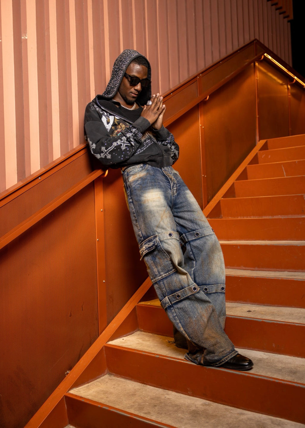 Bread Of Life Distressed Rhine Stone Zip Up Jacket (unisex)